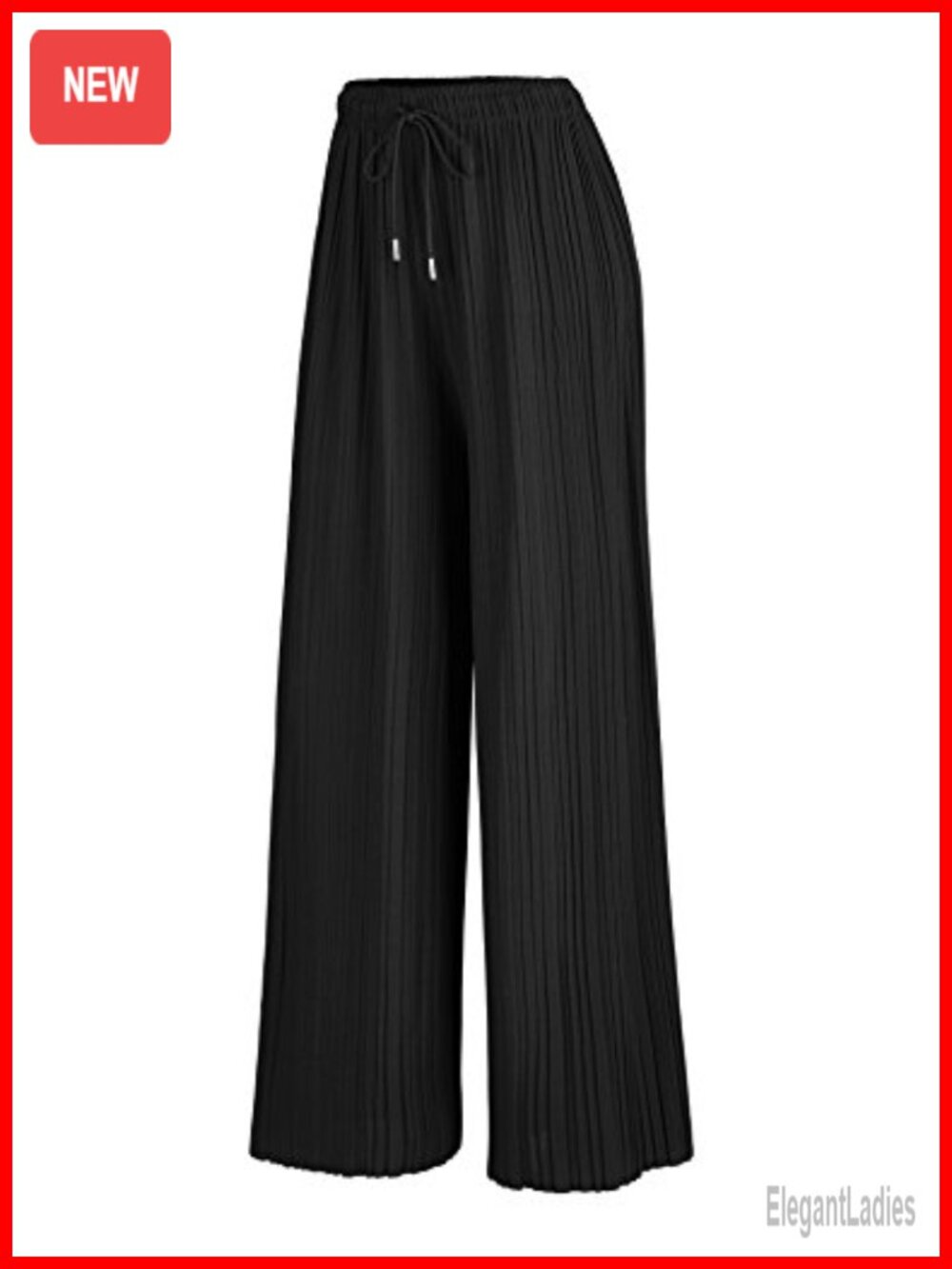 Womens Pleated Wide Leg Palazzo Maxi Pants Adjustable Waist